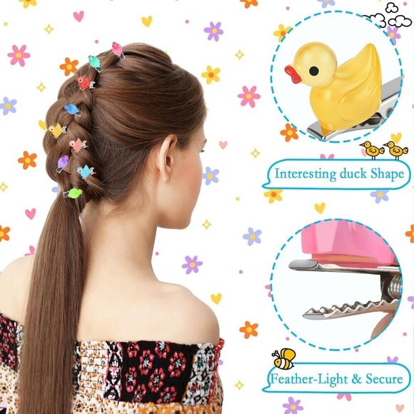Mini Resin Duck Hair Clips 100 Pack Cute Luminous Wearable for Women and Kids main image 7